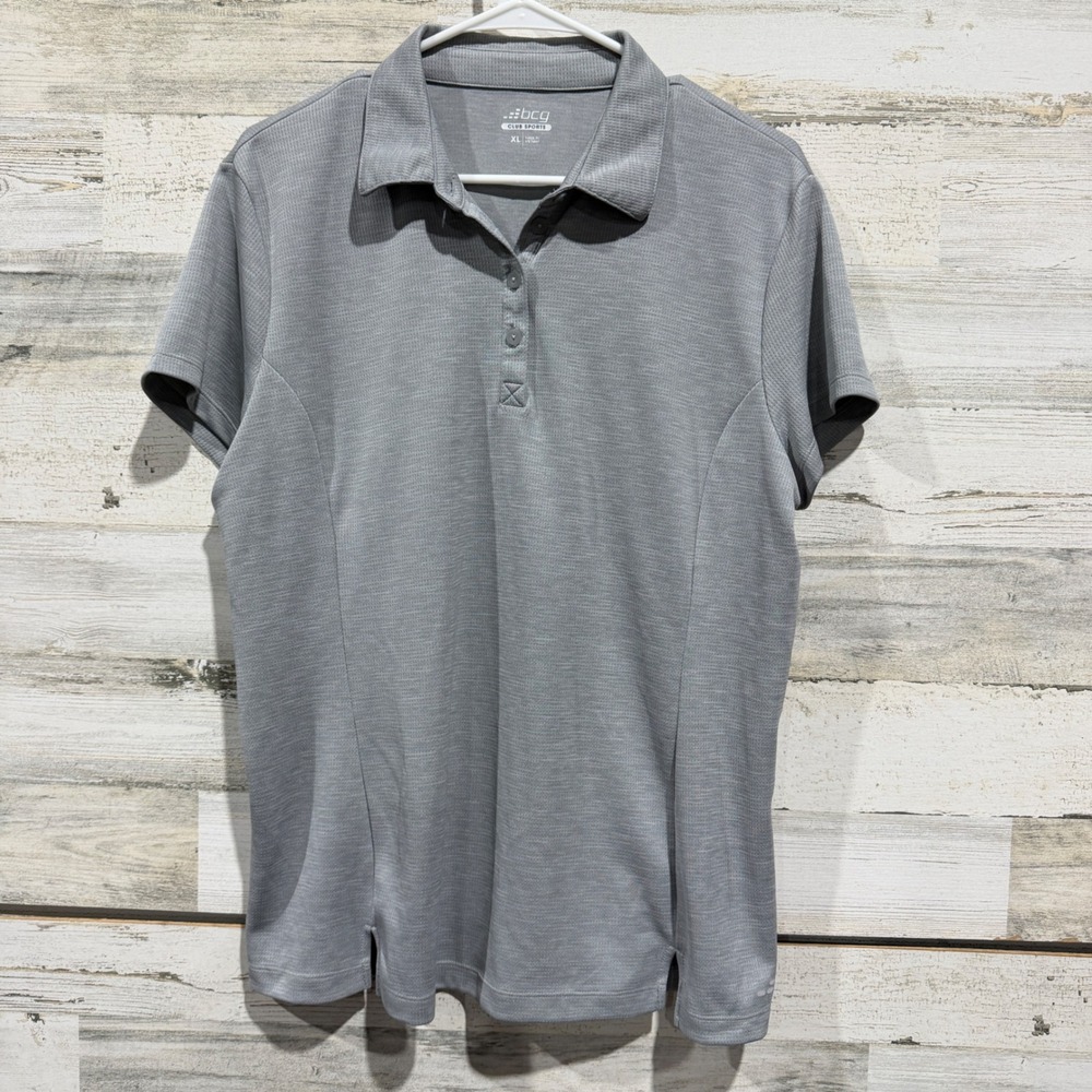 BCG Polo Shirt Women XL Gray Performance Short Sleeve Golfcore EUC